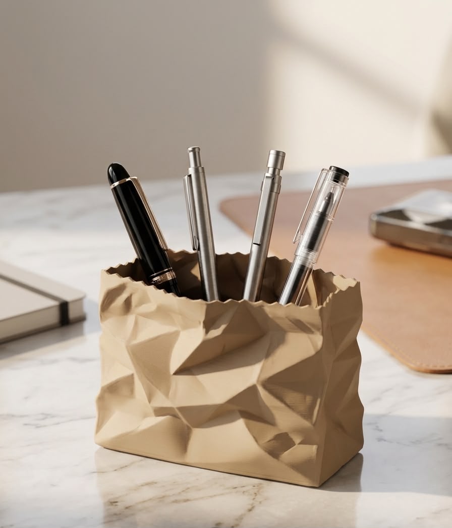 Porta-Caneta Papel de Pão em 3D – Deixe Sua Mesa Organizada com Um Toque Criativo e Divertido